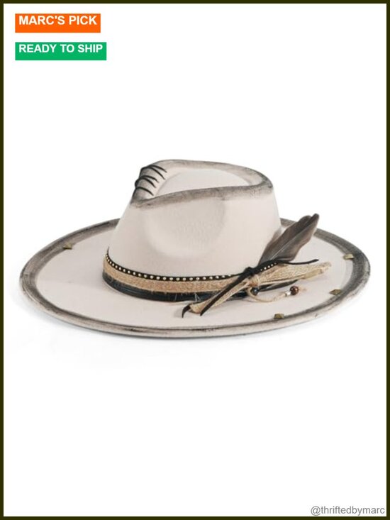 Wide Brim Fedora Hat with Adjustable Straps, Cotton Blend, Western main image 4